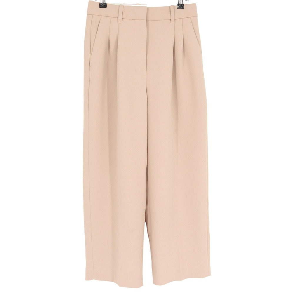 Aritzia Wilfred The Effortless Pant Beige High Rise Wide Leg Cropped Size 4
